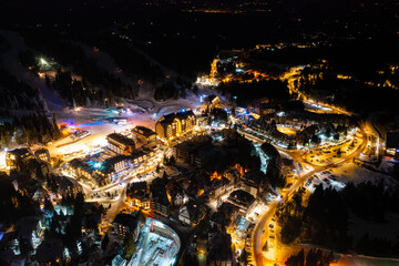 Aerial view on Kopaonik ski resort at night