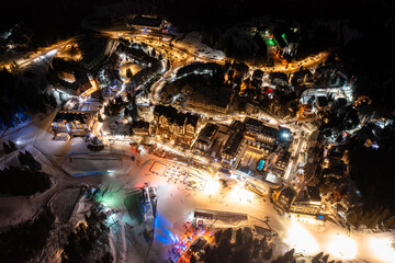 Aerial view on Kopaonik ski resort at night