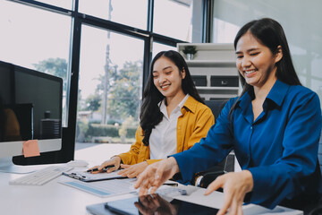 Meeting, tablet and business people in office for discussion, collaboration or planning project....