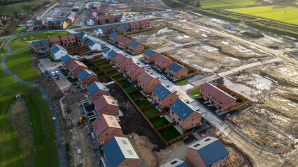 Aerial View of Housing Development Construction Site at Taylor Wimpey, Ripon.