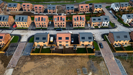 Aerial View of New Housing Development Under Construction at Taylor Wimpey, Ripon.