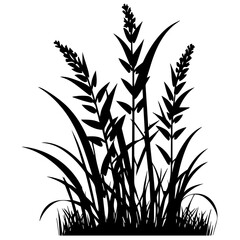 Obraz premium Vector illustration of a green bamboo branch and wheat grass silhouette featuring a floral nature pattern with spring leaves and rosemary herb design for agriculture and growth art