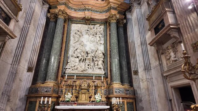 The main altar of Sant&rsquo;Agnese in Agone in Rome, Italy