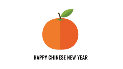 Vibrant orange fruit illustration with green leaf for chinese new year celebration on white background