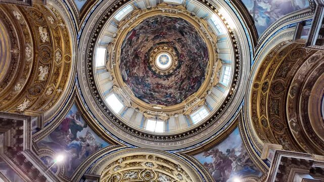 The dome fresco of Chiesa di Sant&rsquo;Agnese in Agone in Rome