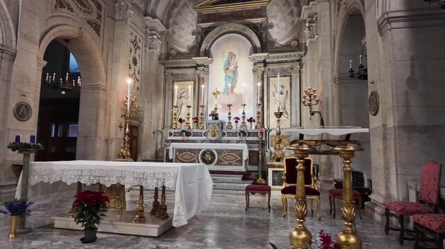 Sacred Altar of Nostra Signora del Sacro Cuore in Rome, Slow Motion