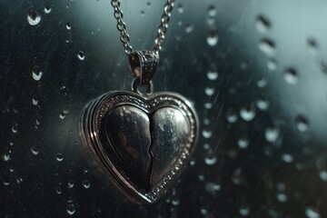 Cracked Rainy Heart Locket