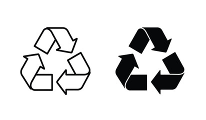 Recycling symbols with arrows in circular motion, recycling icons, eco friendly signs
