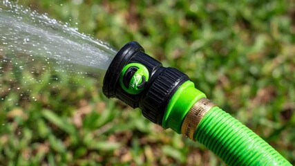 Medium shot of a vinyl garden hose with a slow steady leak being patched with sealant focused on smooth surface texture and DIY home maintenance