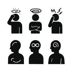 Illustration of various human emotions and thoughts depicted through simple black silhouettes on a white background