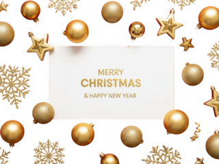 Golden christmas greetings isolated on transparent background