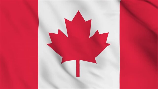 Canada flag waving animation seamless loop. Bandera de Canad&aacute;. realistic wave 4K. Canadian flag gracefully waving