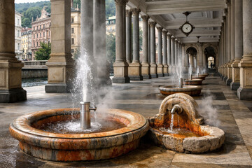 Termal mineral spring in Karlovy Vary. Czech Republic