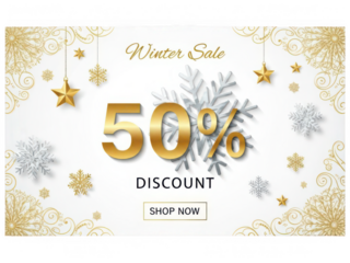 Winter sale 50% discount isolated on transparent background