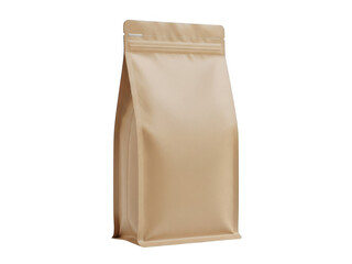 Brown paper bag with zipper, isolated on transparent background
