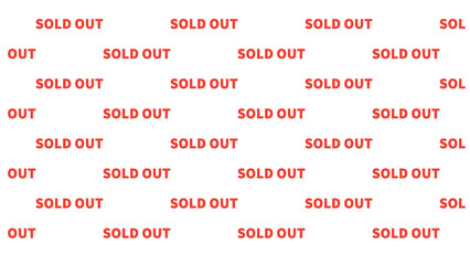 Repetitive staggered text pattern of red SOLD OUT stamps on a white background