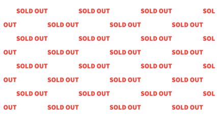Repetitive staggered text pattern of red SOLD OUT stamps on a white background