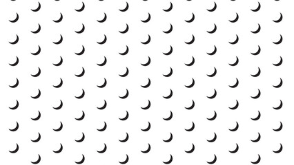 Whimsical black crescent moon pattern on white background for nursery and stationery design