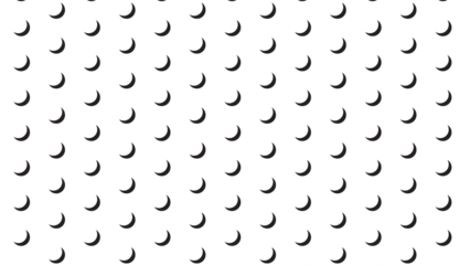 Whimsical black crescent moon pattern on white background for nursery and stationery design