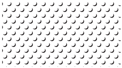 Dense black crescent moon shapes seamless texture on white background for artistic print projects