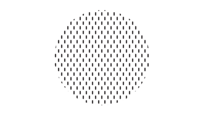 Minimalist circle composed of vertical black dashed lines on white background for technical design