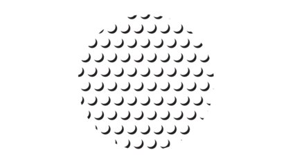 Celestial circular badge composed of black crescent moons on white background for mystic branding