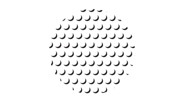 Celestial circular badge composed of black crescent moons on white background for mystic branding - Powered by Adobe