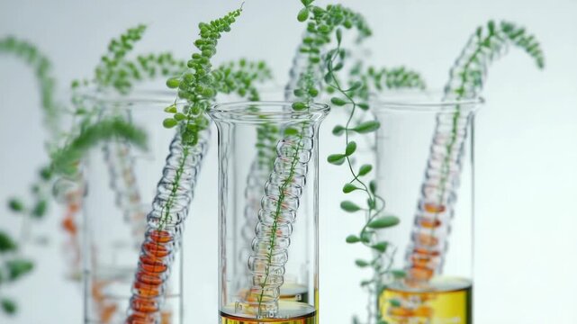 Video Plants growing in laboratory test tubes - Powered by Adobe