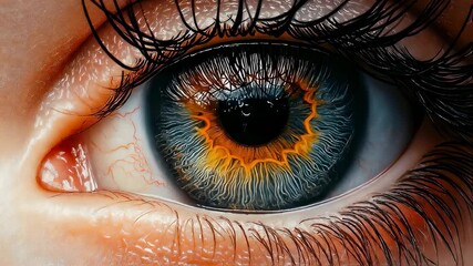 Close-up of human eye with detailed iris and eyelashes