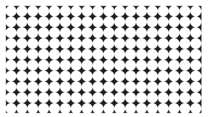 Geometric black and white seamless pattern with overlapping circular shapes creating star-like negative space
