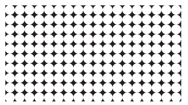 Geometric black and white seamless pattern with overlapping circular shapes creating star-like negative space - Powered by Adobe