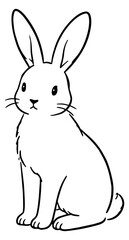 Obraz premium Line art illustration of a rabbit depicting a sitting bunny for animal themed designs