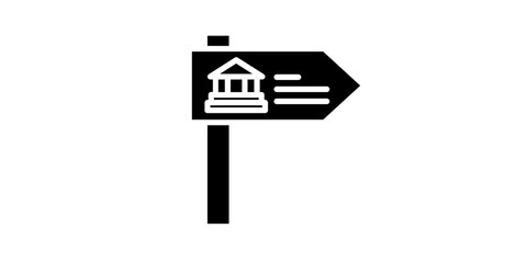 Directional signpost pointing to a building or institution © logo master
