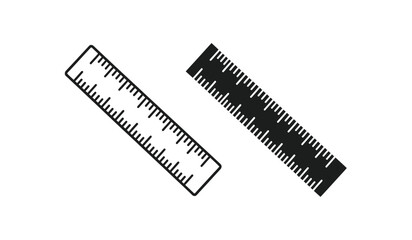 Two black rulers with inches and centimeters markings