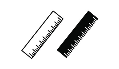 Two black rulers with markings on for measurement purposes in drafting or design