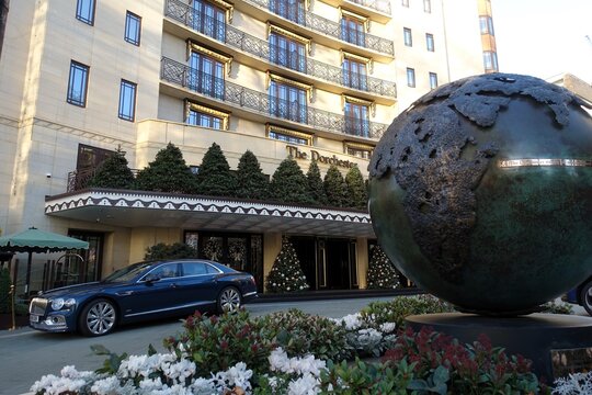 The Dorchester Hotel, a renowned five-star luxury hotel in Mayfair, London, overlooking Hyde Park