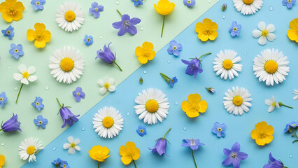 Obraz premium Spring Wellness Minimal Still Life Fresh Daisy Pattern