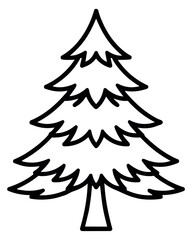 Obraz premium Line art illustration of a pine tree depicting a simple outline for seasonal designs