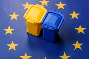 Bins for trash or garbage, a conceptual background for waste selective. Bins for trash or waste