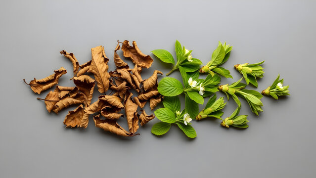 Spring Wellness Minimal Still Life Herbal Leaves and Spices