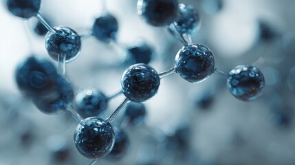 Abstract molecular structure with blue spheres and connections symbolizing science