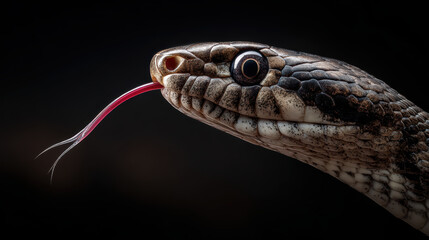 Obraz premium Close-up of a snake with a striking tongue