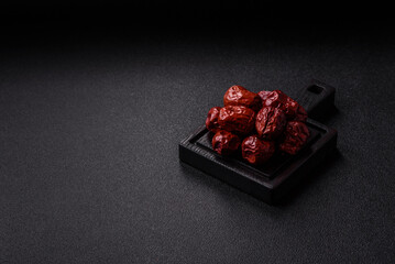 Red dried dates, the Chinese sweet fruit jujube, as a healthy food. Red dates, jujube