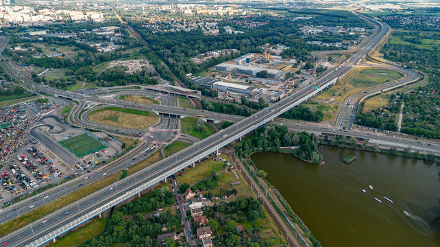 Aerial View of Modern Highway Interchange and Ring Road Infrastructure 