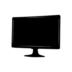 Black computer monitor display screen technology lcd desktop pc electronics vector graphic design