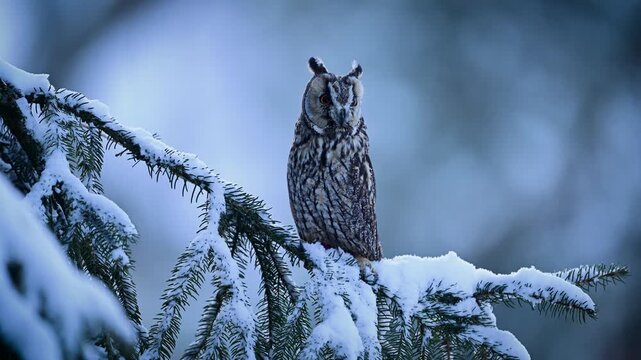 Long eared owl ( Asio otus ) close up	