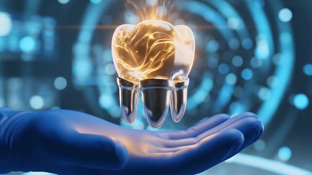 Dental Implant Held in Gloved Hand.