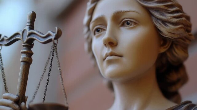 Video A statue of a woman holding a scale of justice, symbolizing fairness and impartiality