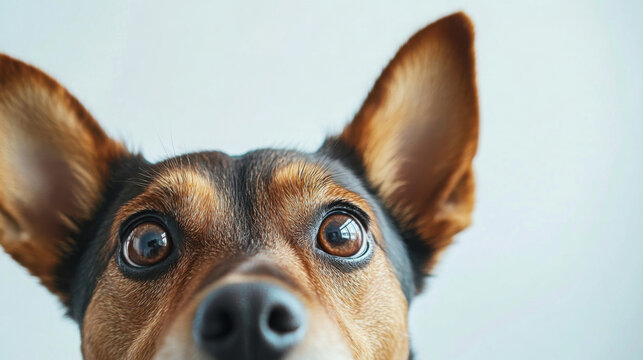 Curious dog with big ears looking at the camera