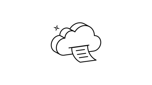 Cloud printing animated icon video